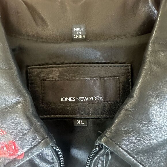 Hand-Painted Upcycled Unique Leather Jacket, "Shroomy," SPARK + REBEL - Size XL - Picture 8 of 11